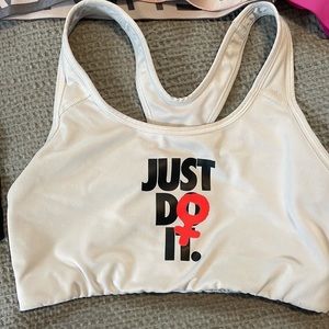 White Nike Just Do It Sports Bra